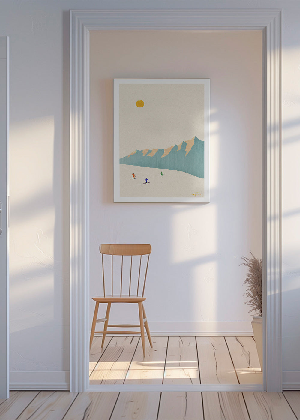 Landschaftskunst Happy skiers