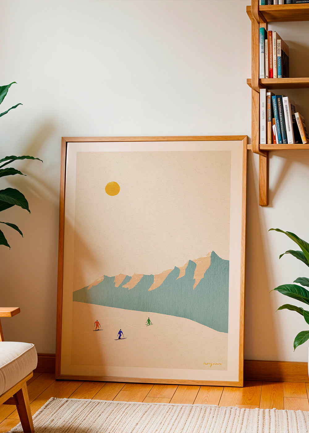 Landschaftskunst Happy skiers