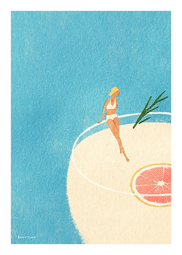 Küchenkunst Gin Tonic Illustration mit Figur
