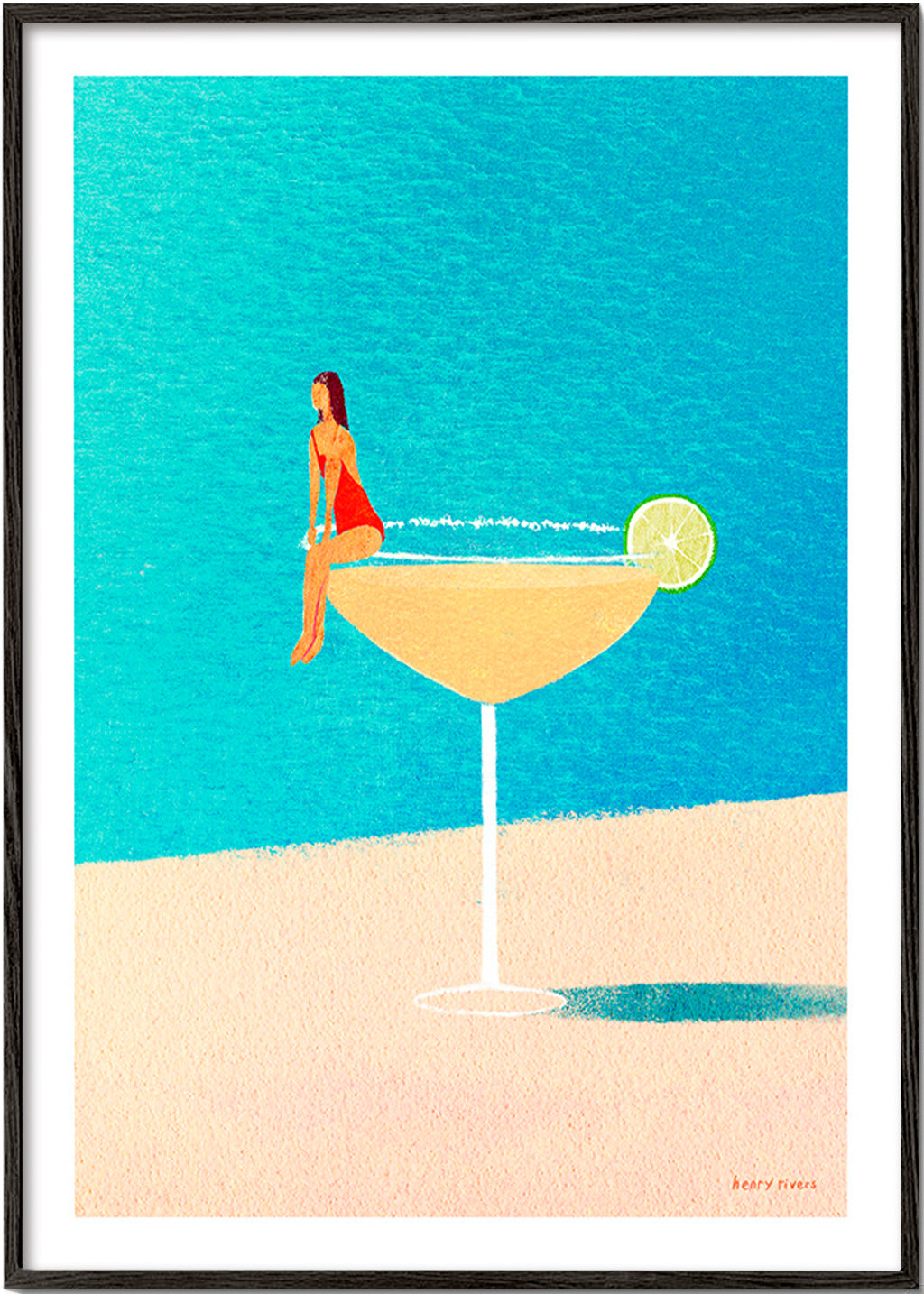 Küchenkunst: Margarita im Glas Illustration – Black Frame