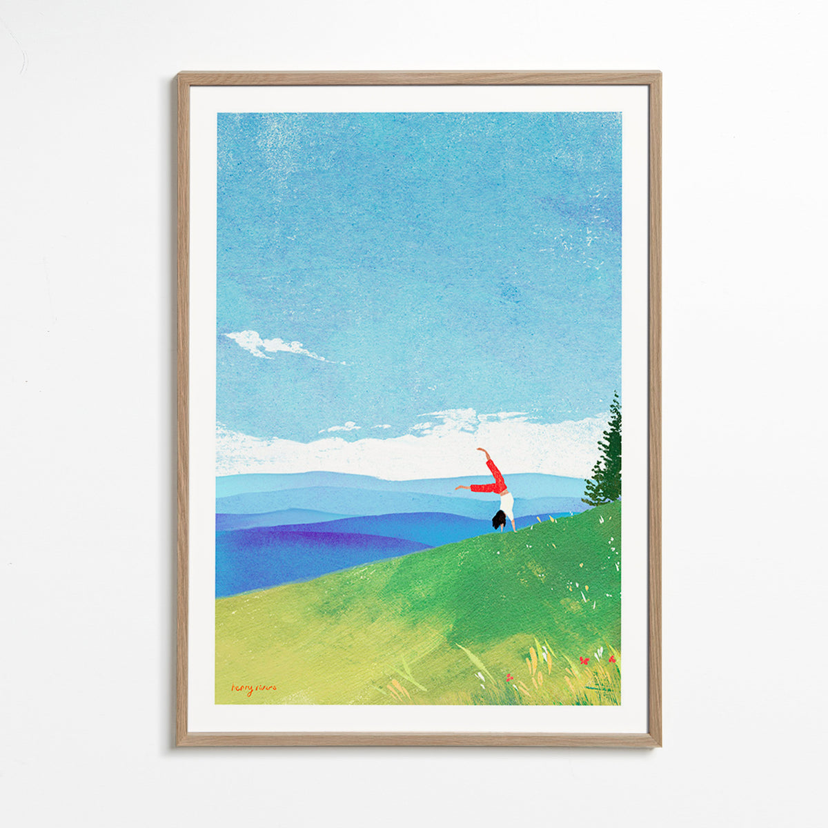 Landschaftskunst mit Handstand auf dem Hügel – Oak Frame