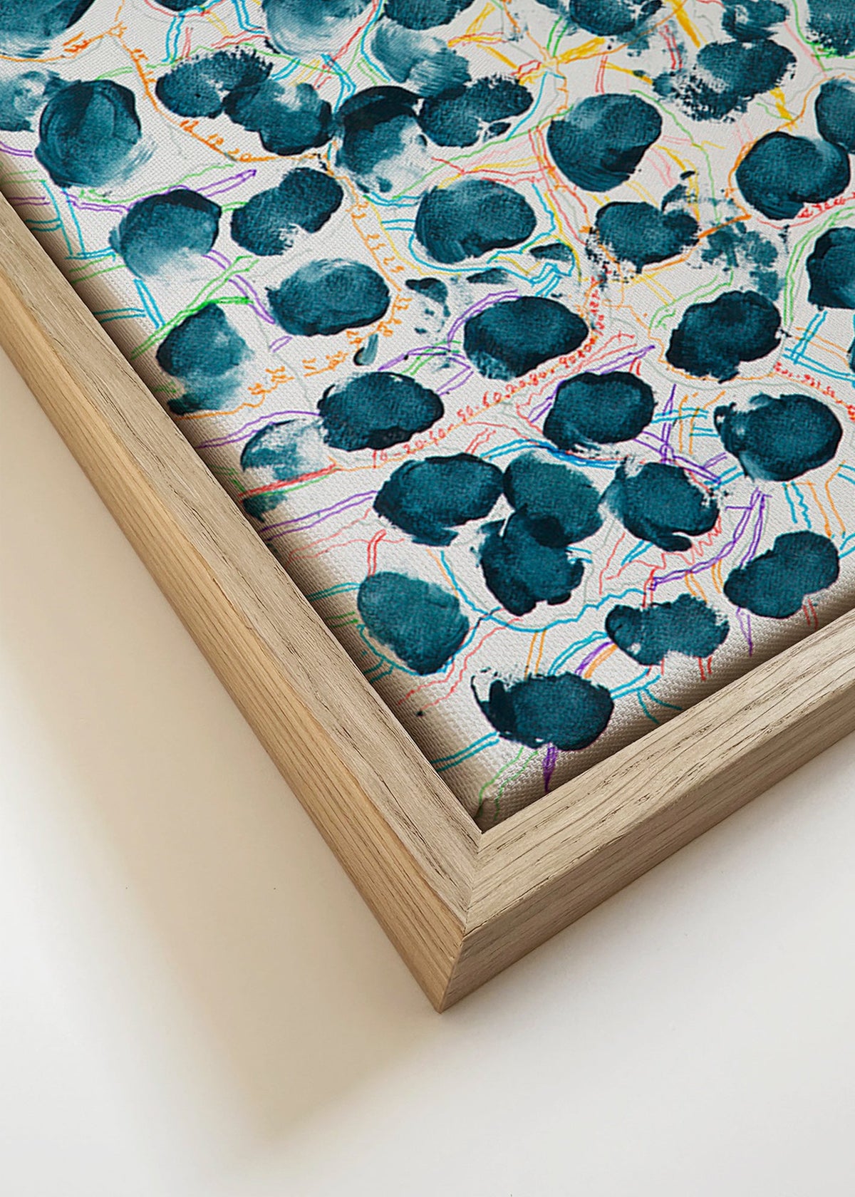 Abstraktes Bild mit dunkelblauen Flecken – Canvas detail