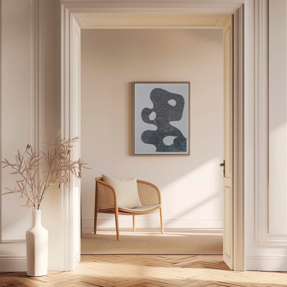 Gepunktetes abstraktes Bild mit großer Silhouette – Canvas1