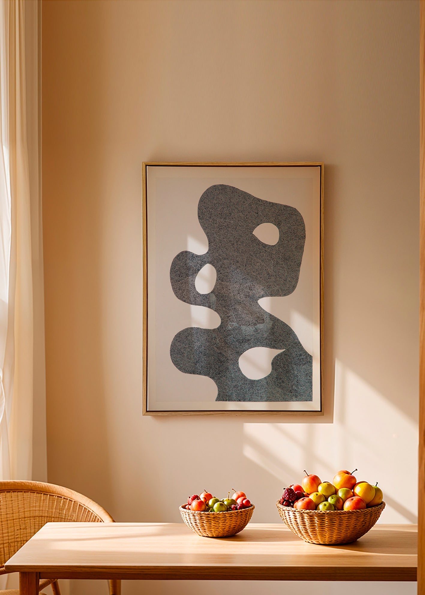 Gepunktetes abstraktes Bild mit großer Silhouette – Canvas2