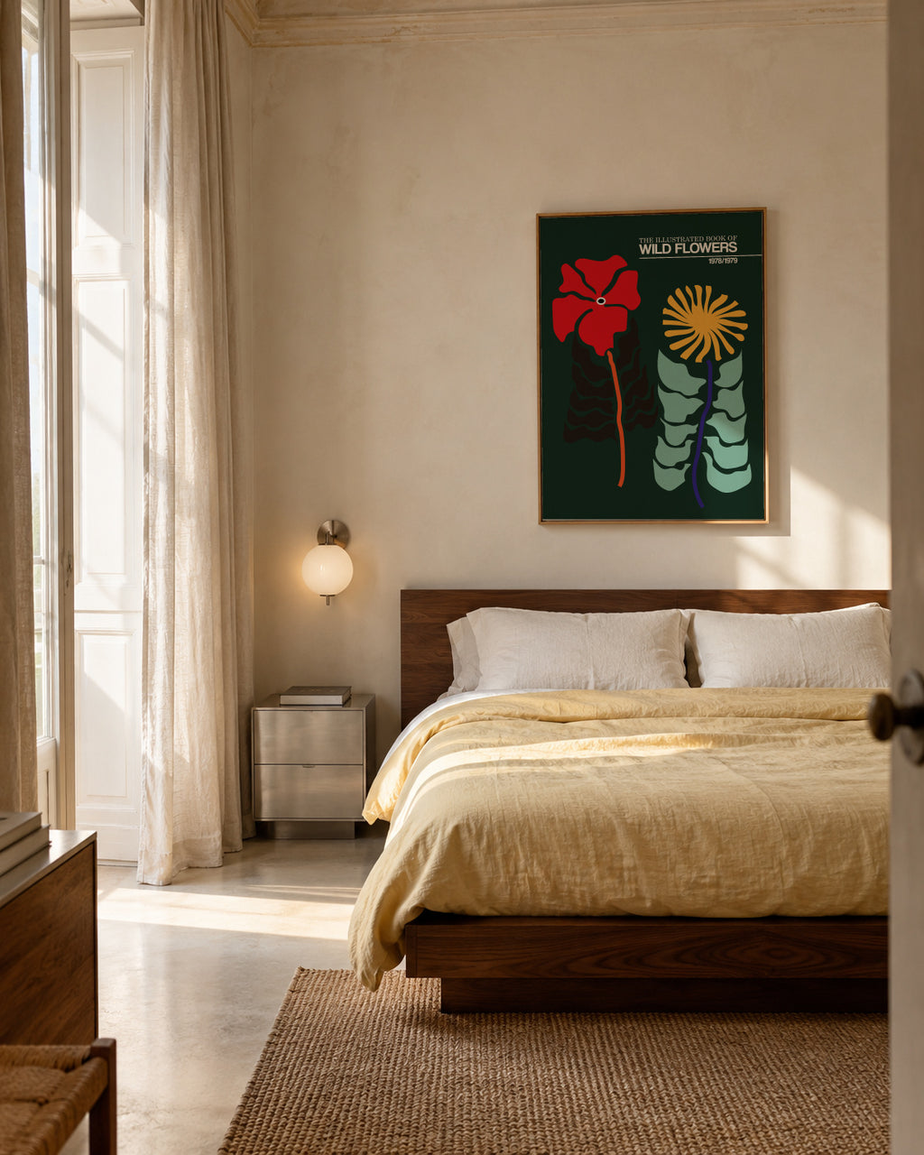 The Illustrated Book Of Wild Flowers Vol.2 Green - Framed canvas in an interior