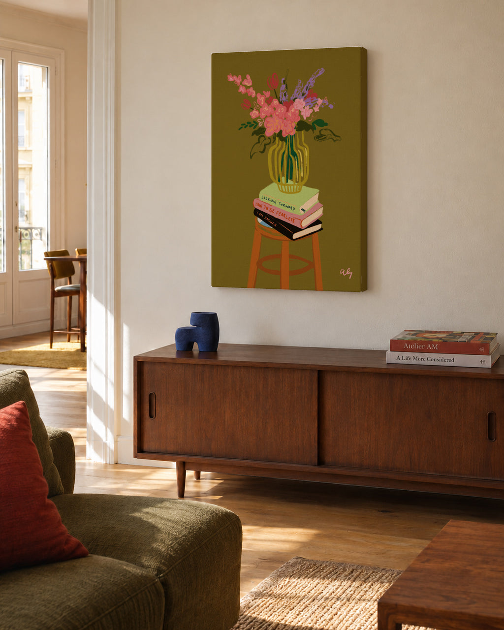 Floral Vase - Unframed canvas in an interior