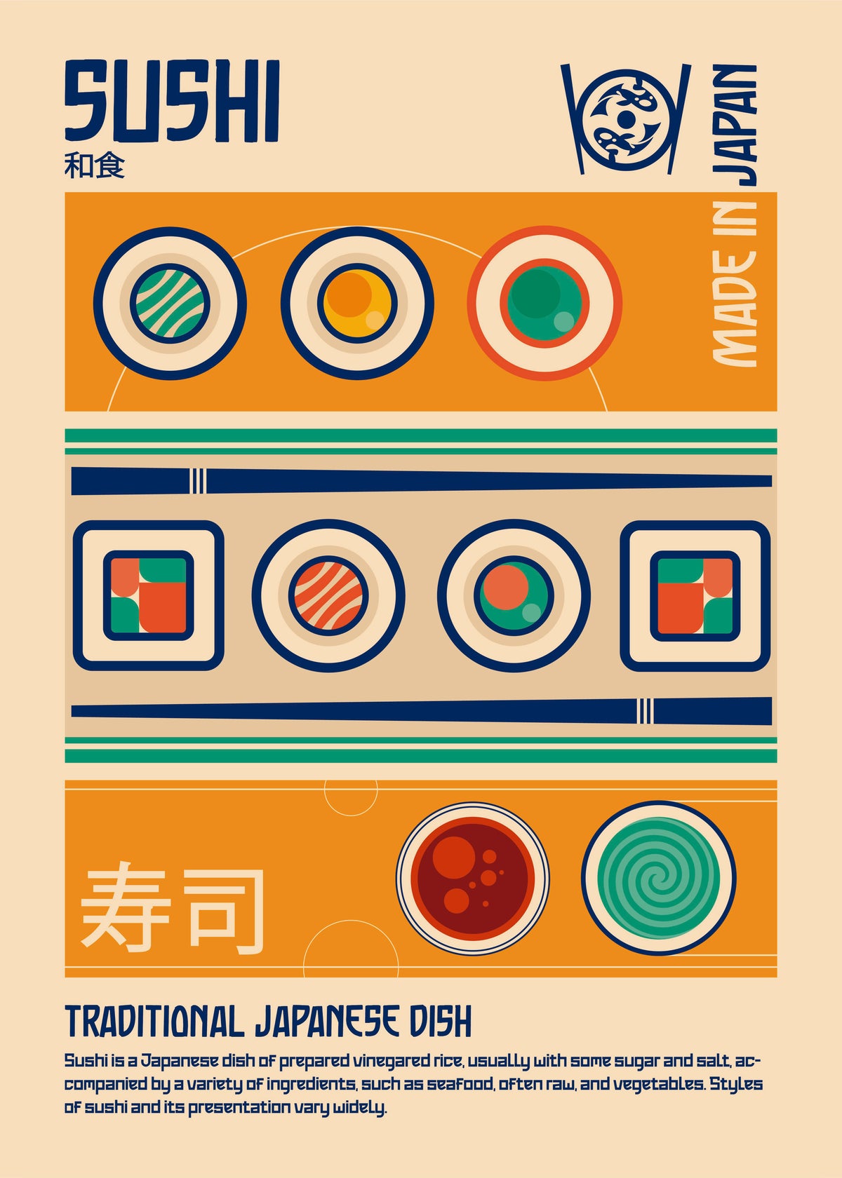 Sushi Japanese Food Print - Unframed art print