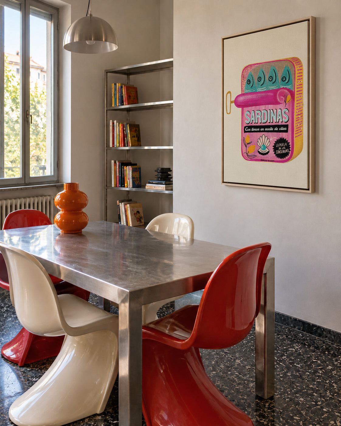 Sardines Tin Can - Framed canvas in an interior