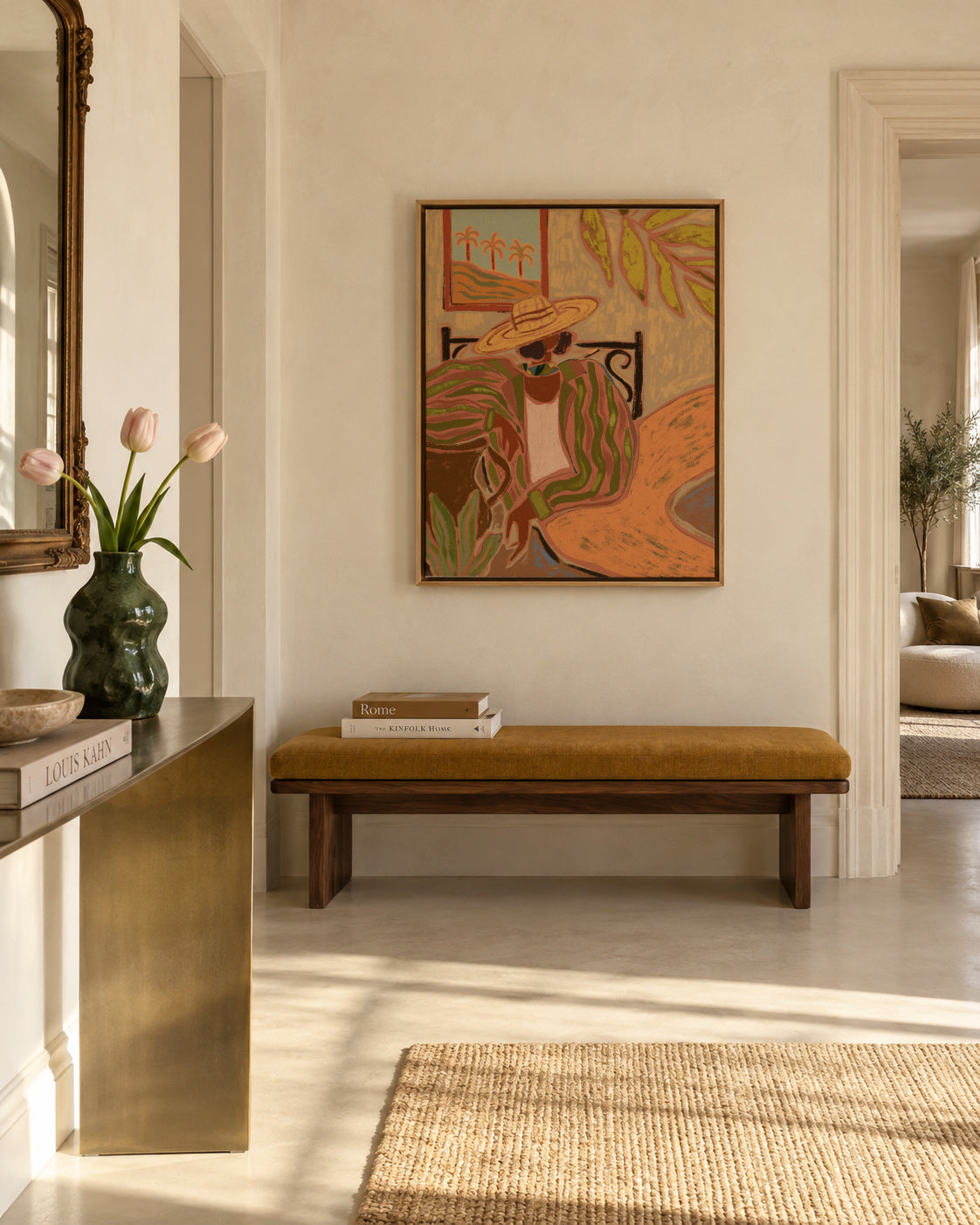 Lady in Stripe - Framed canvas in an interior