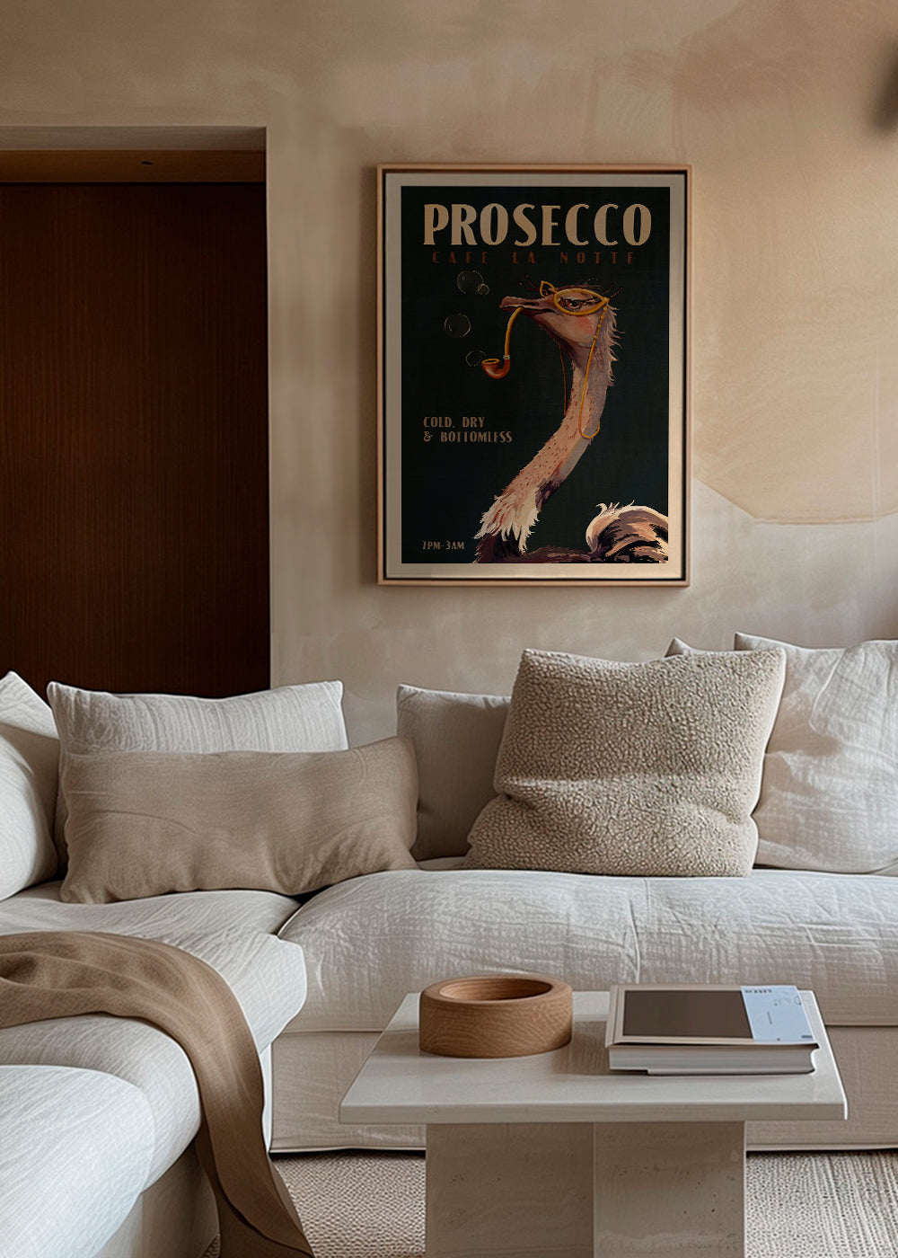 Cute Art Deco Prosecco Poster Of An Ostrich - The Whiskey Ginger