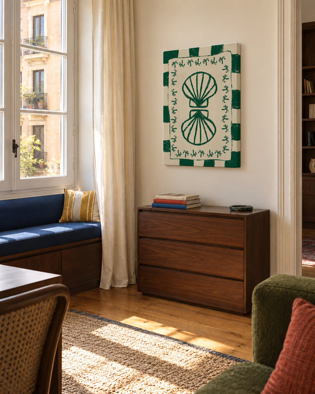 Seashell Symphony - Unframed canvas in an interior