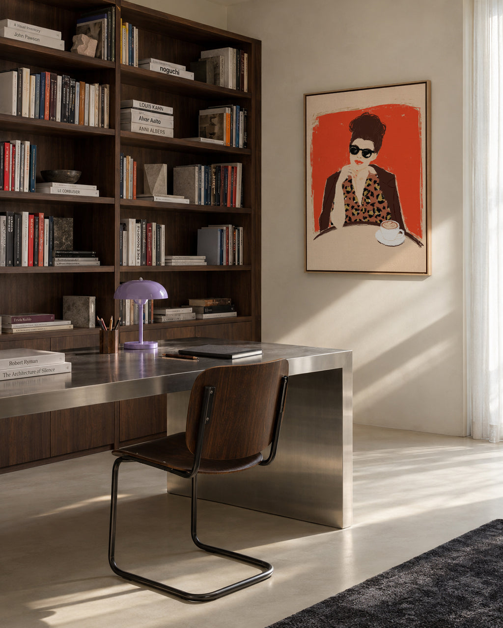 At the Café - Framed canvas in an interior