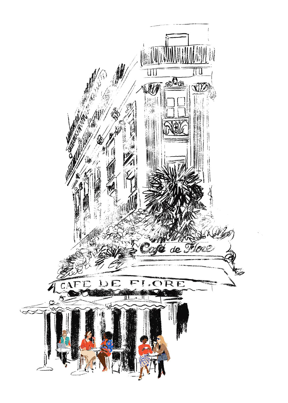 Illustration Café de Flore Paris