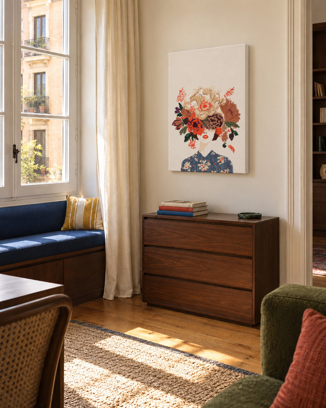 Floral Crown - Unframed canvas in an interior