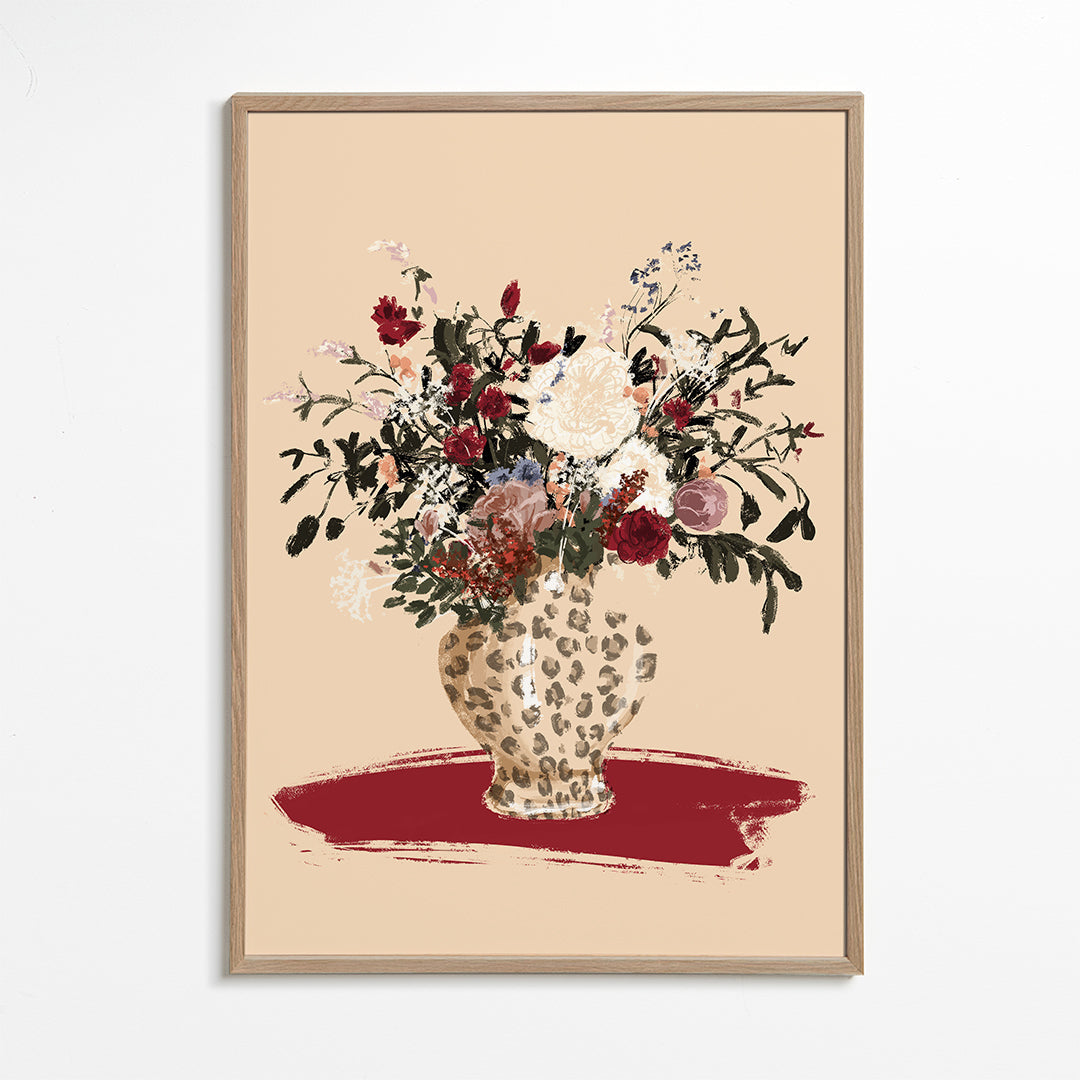 Illustration Flowers in a leopard vase