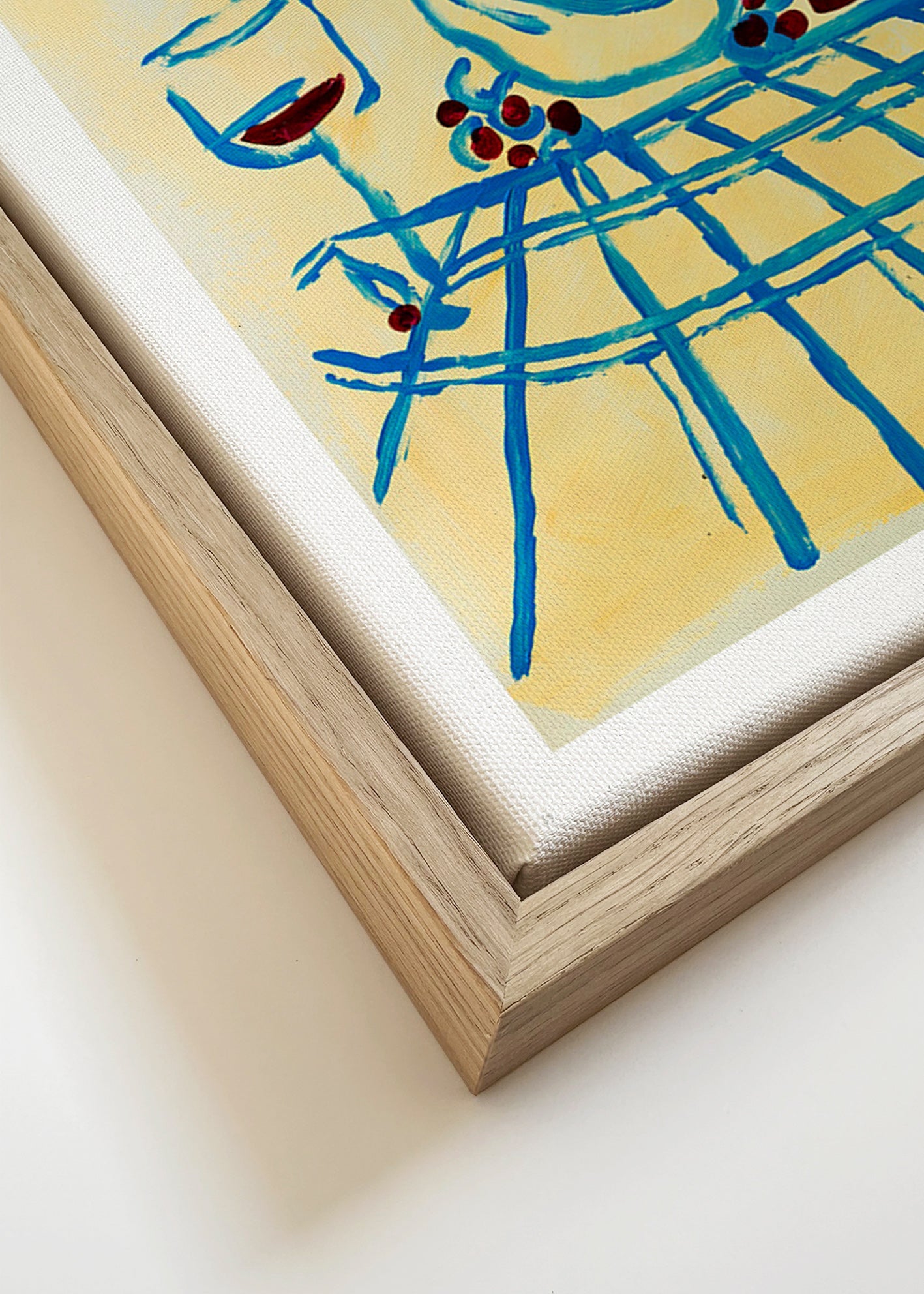 Cuadro de cocina con bodegón azul y plátanos – Canvas detail