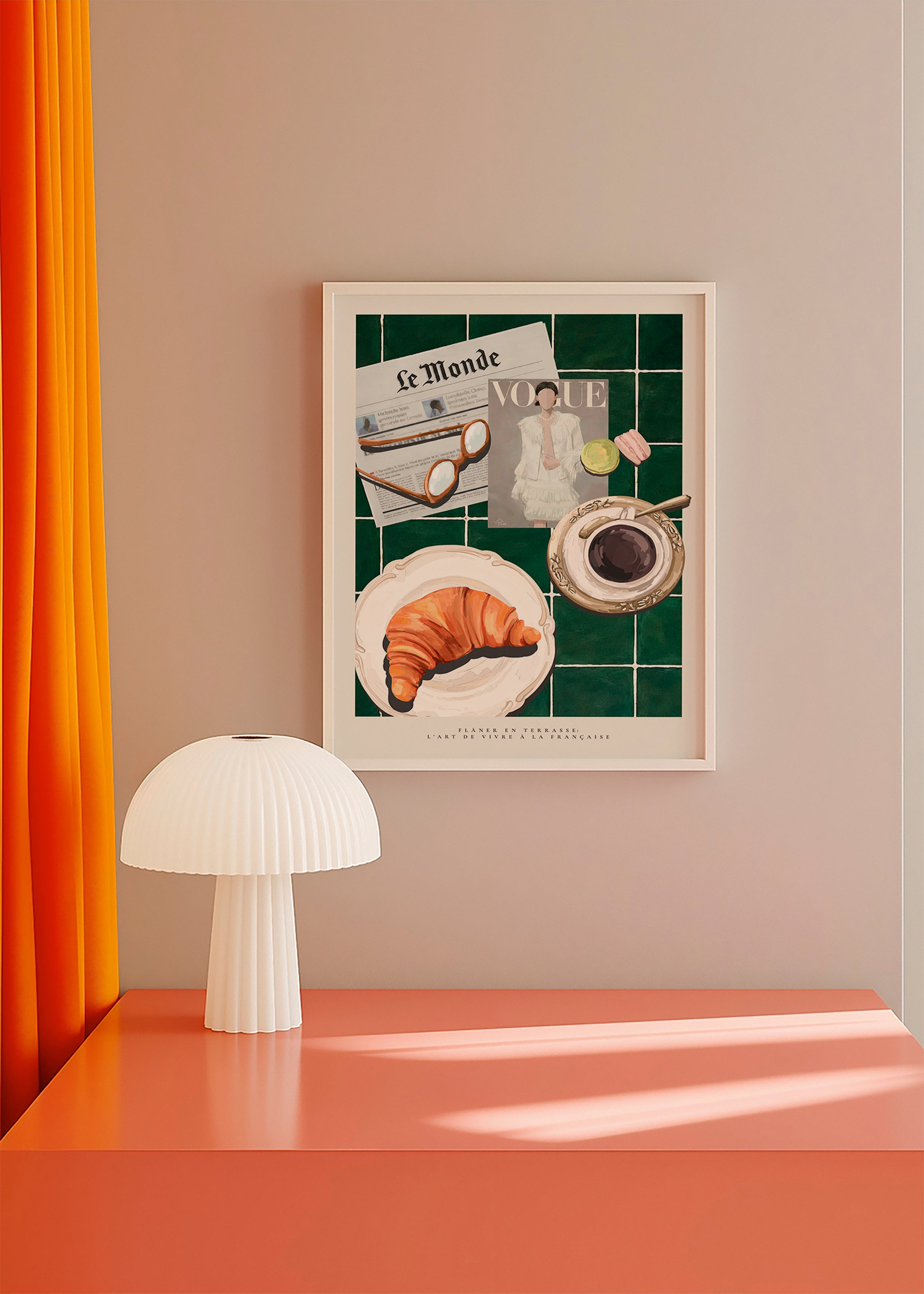 Küchenkunst mit Croissant und Kaffee