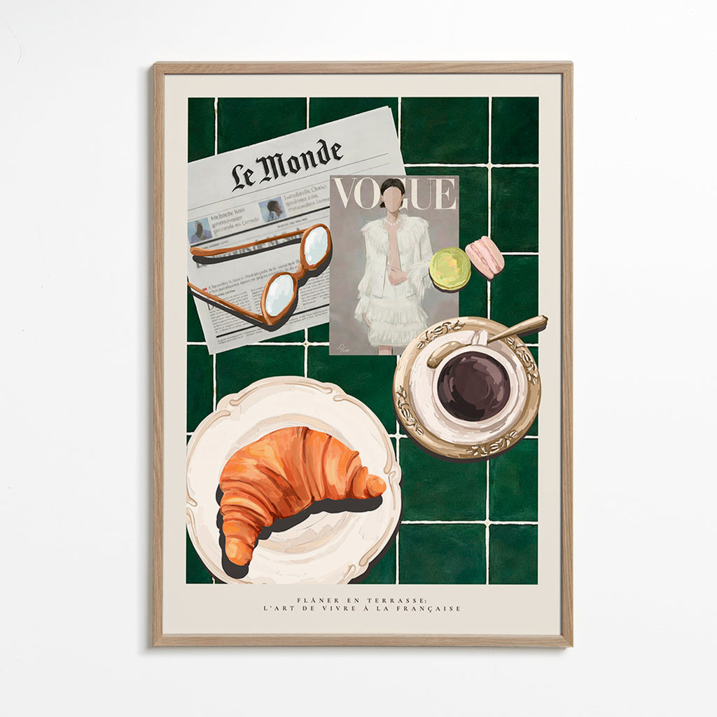 Küchenkunst mit Croissant und Kaffee