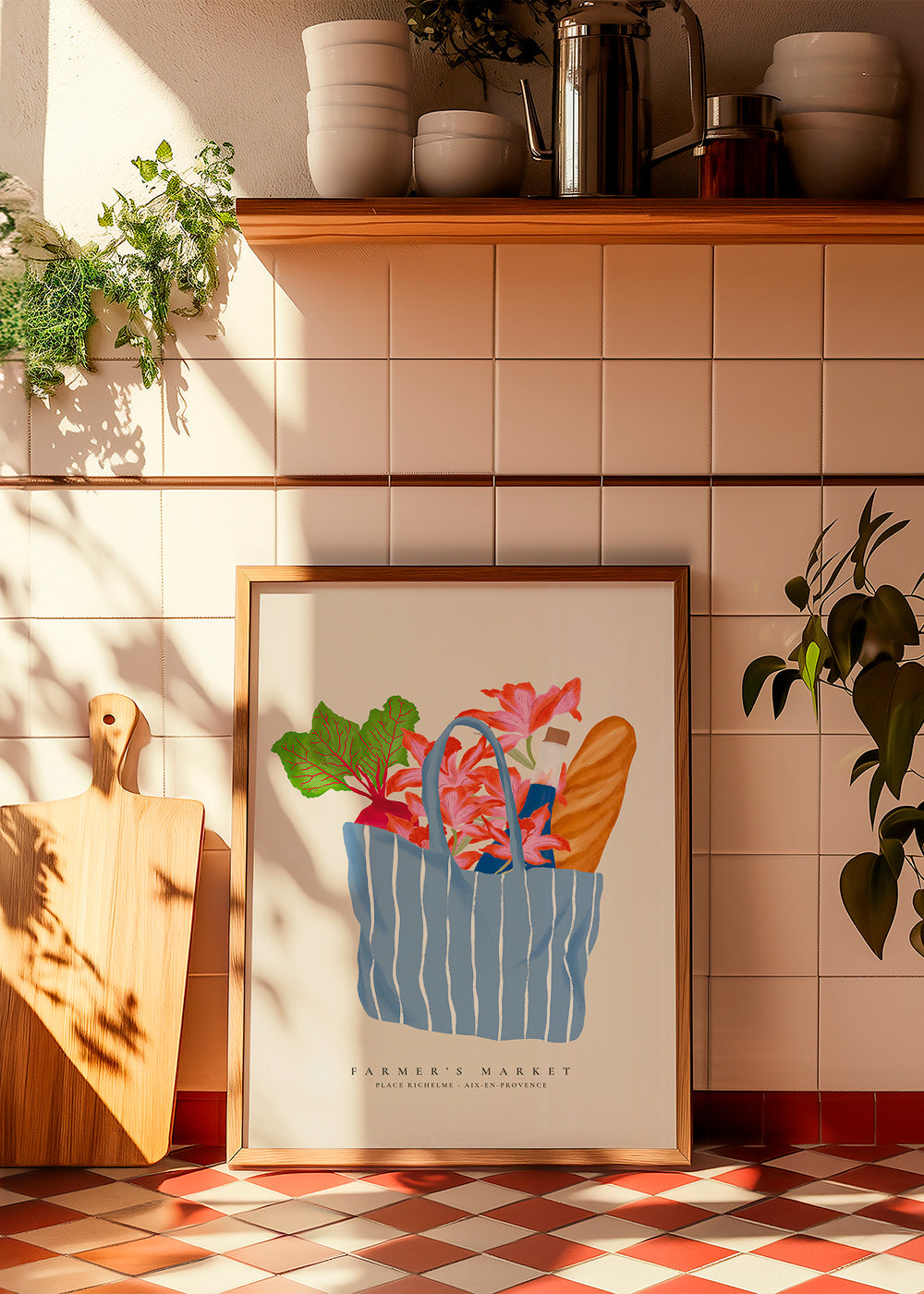 Küchenkunst mit Markt­taschen-Illustration