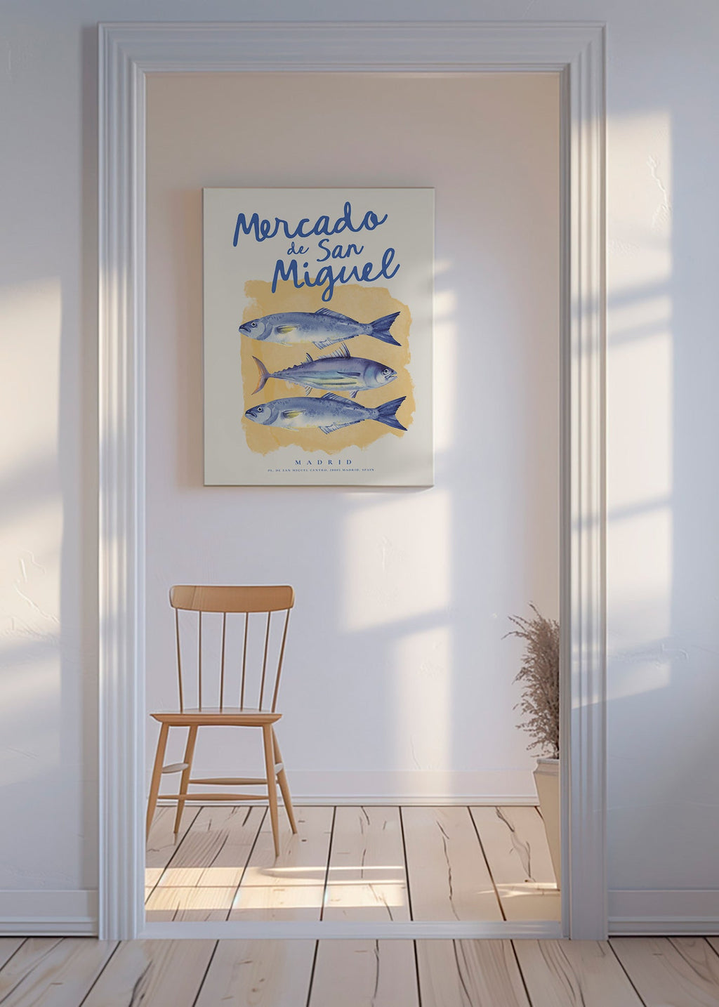 Küchenkunst Mercado de San Miguel mit blauen Fischen