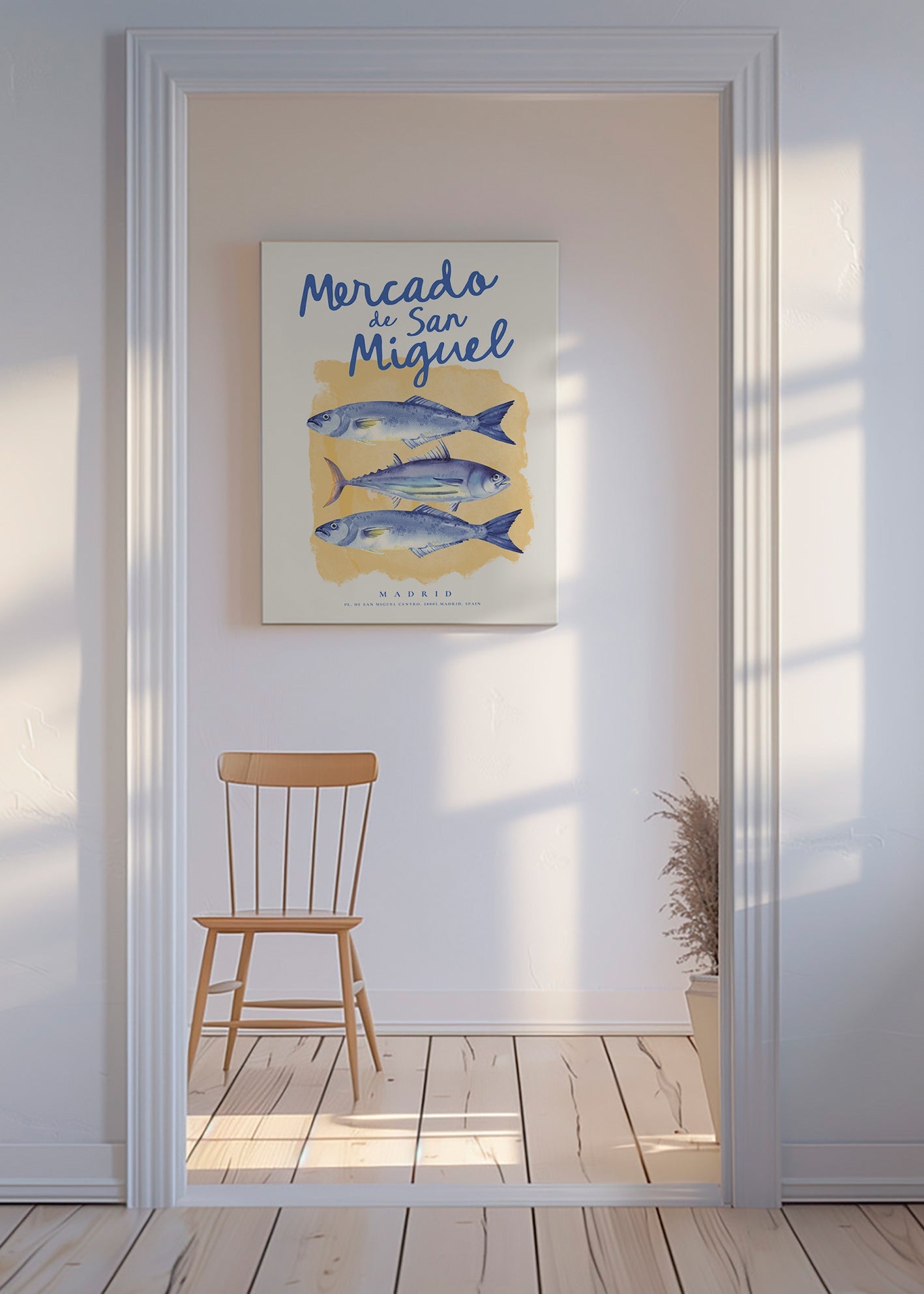 Küchenkunst Mercado de San Miguel mit blauen Fischen