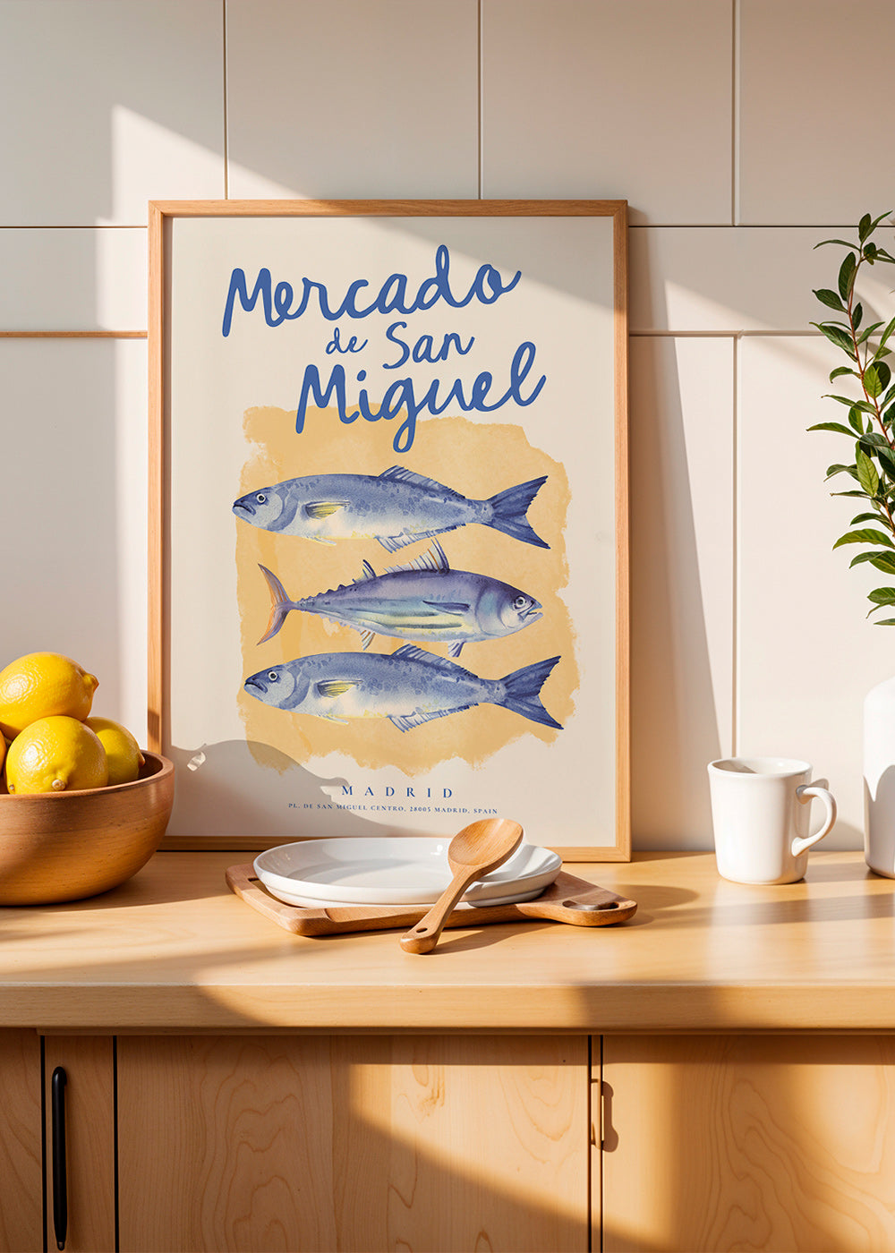Küchenkunst Mercado de San Miguel mit blauen Fischen