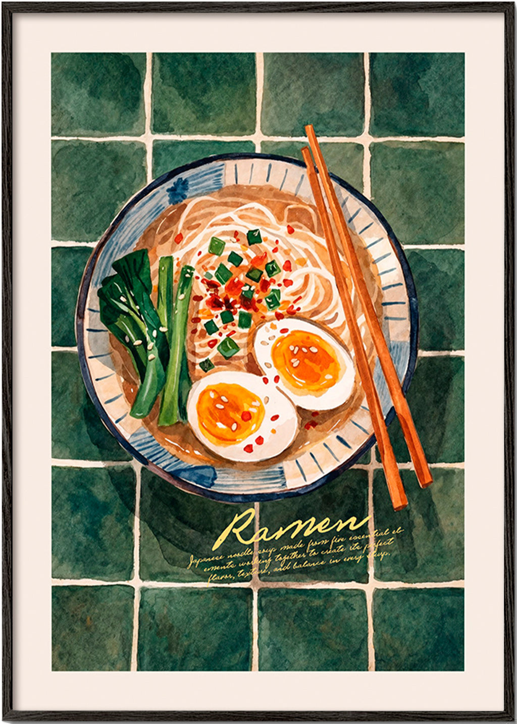 Küchenkunst Ramen Aquarellbild