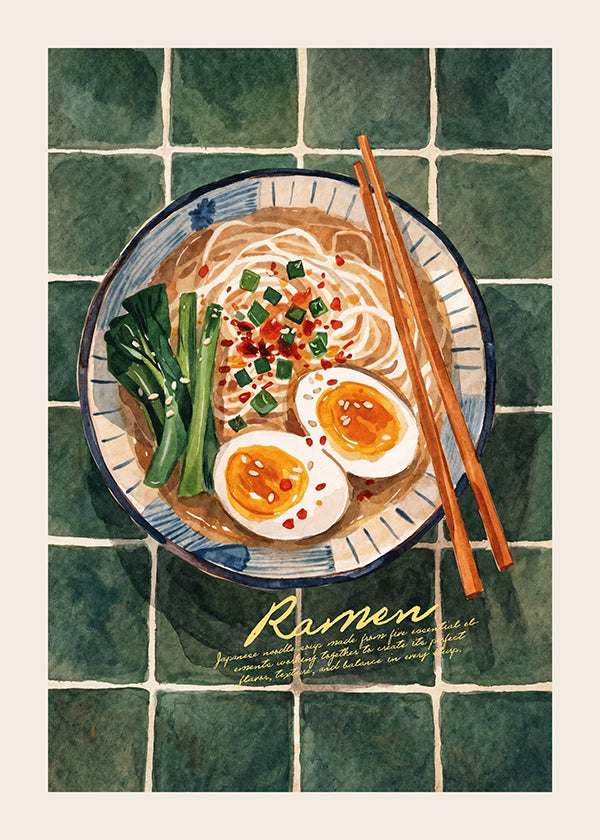 Küchenkunst Ramen Aquarellbild