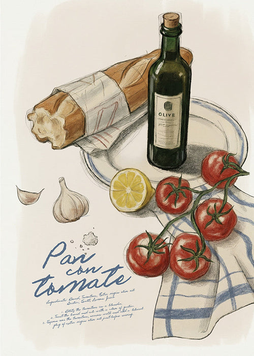 Küchenkunst Brot mit Tomate Illustration