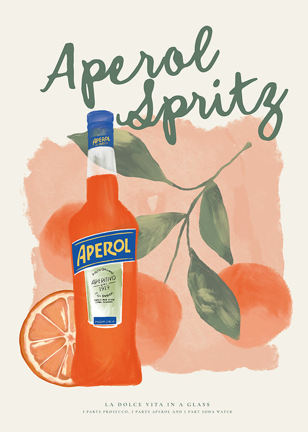 Küchenkunst Aperol Spritz Flasche mit Orangen