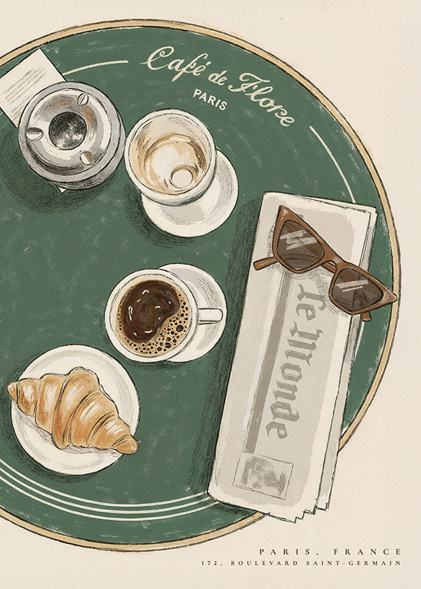 Küchenkunst Café de Flore illustriertes Croissant