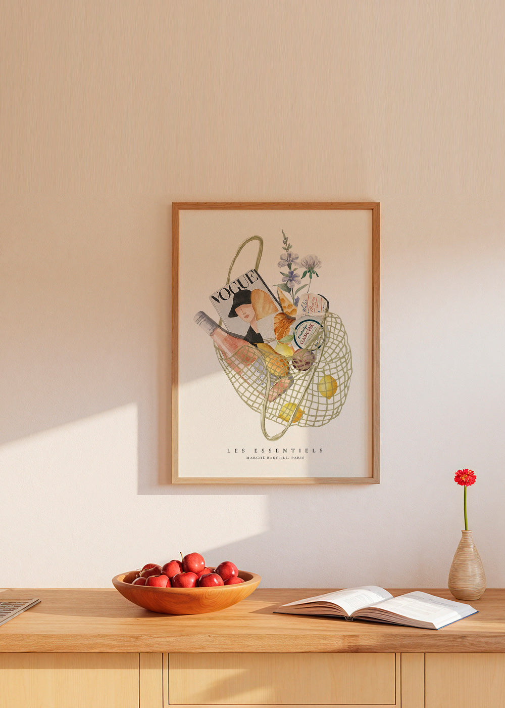 Küchenkunst mit illustrierter Markttasche
