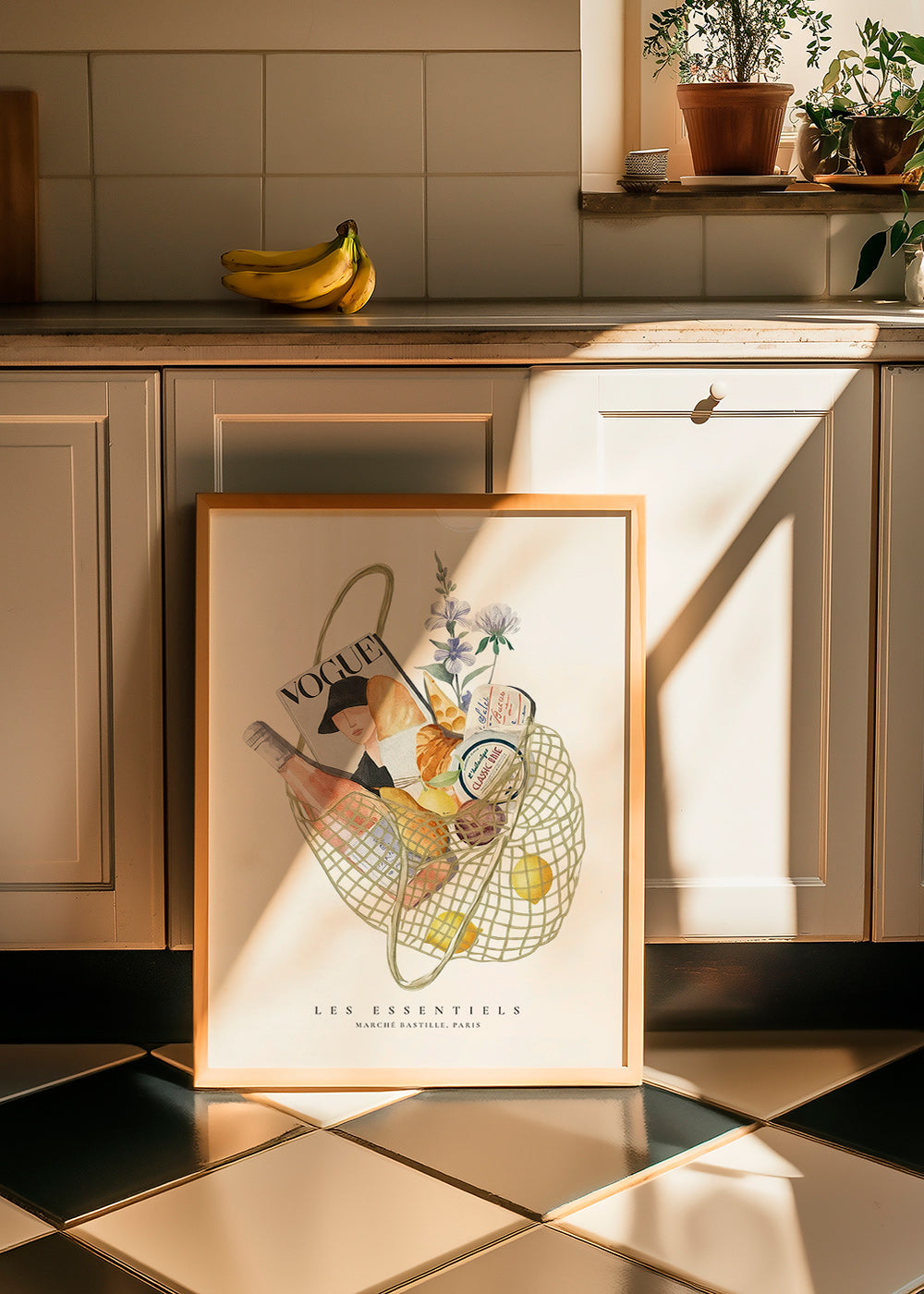 Küchenkunst mit illustrierter Markttasche