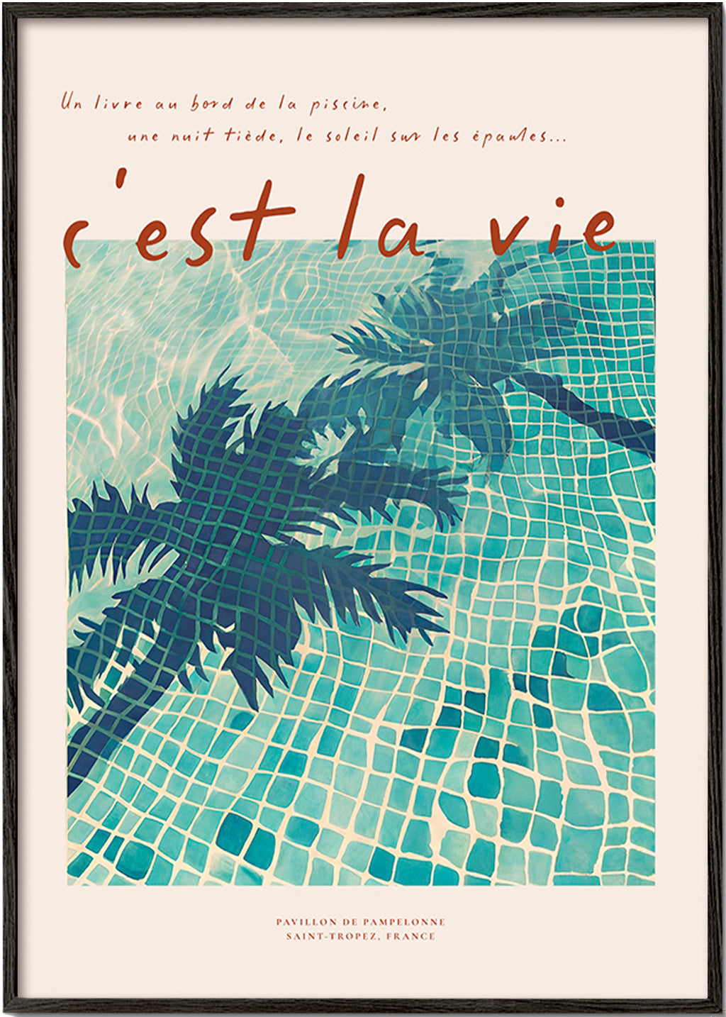 Pool-Illustration mit Palmenschatten
