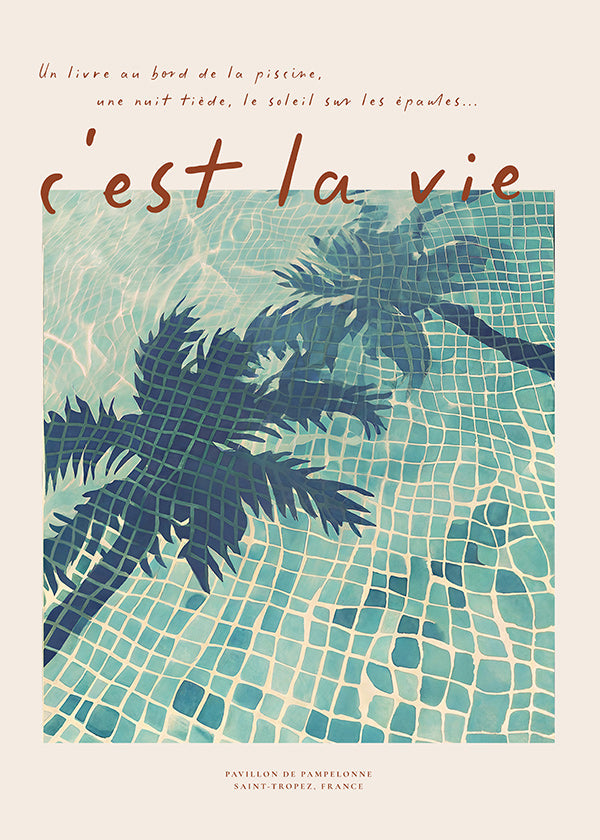 Pool-Illustration mit Palmenschatten