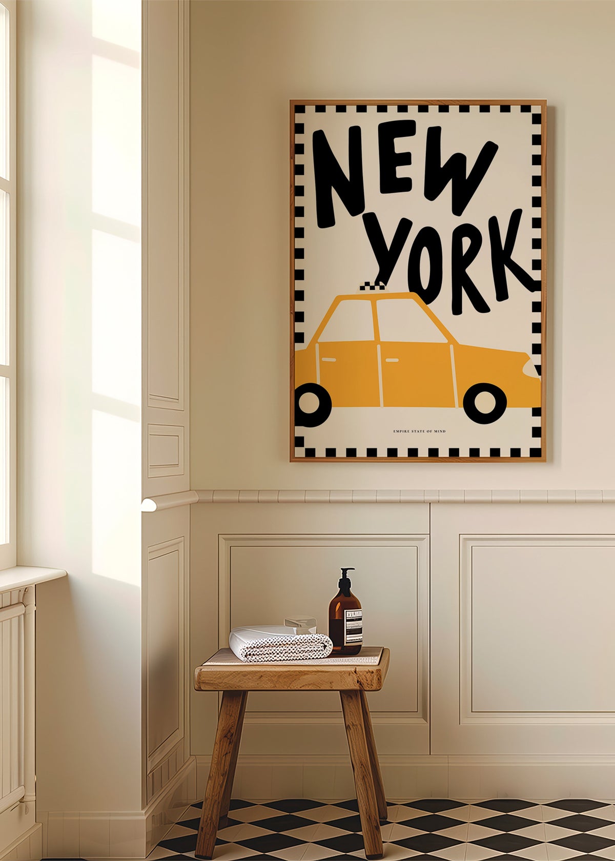 Stadtposter New York Taxi mit markanter Typografie