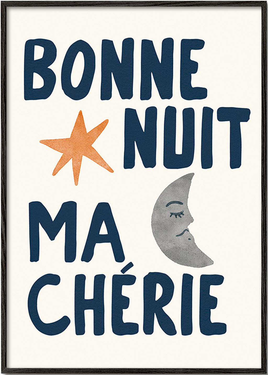 Kinderbild mit Nachttext und Mond