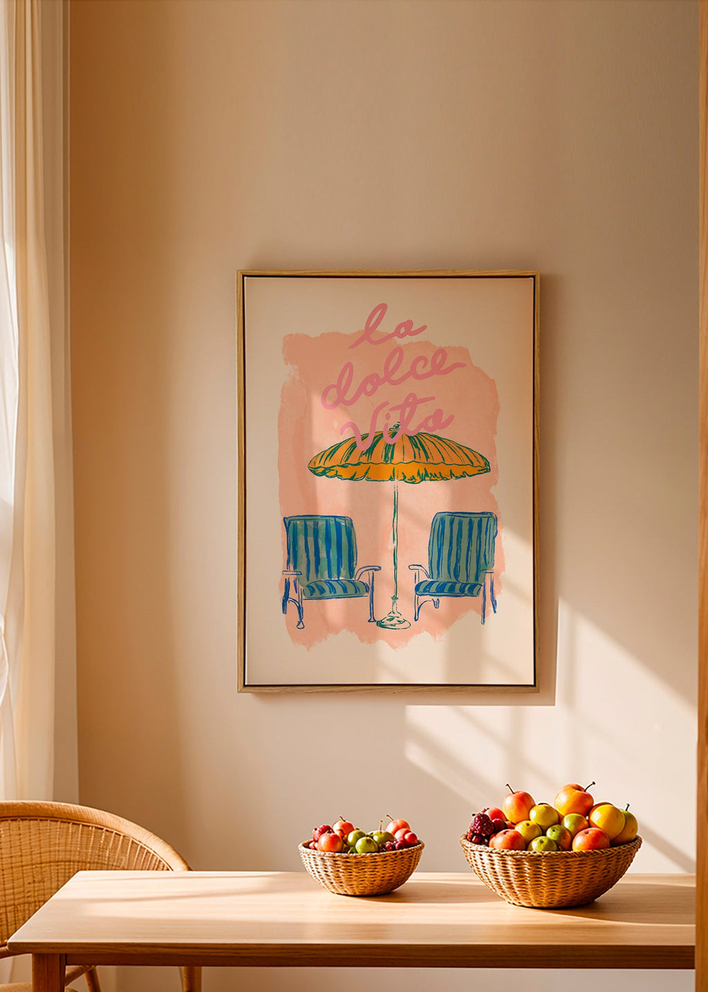 Illustration La Dolce Vita Sonnenschirm und Stühle