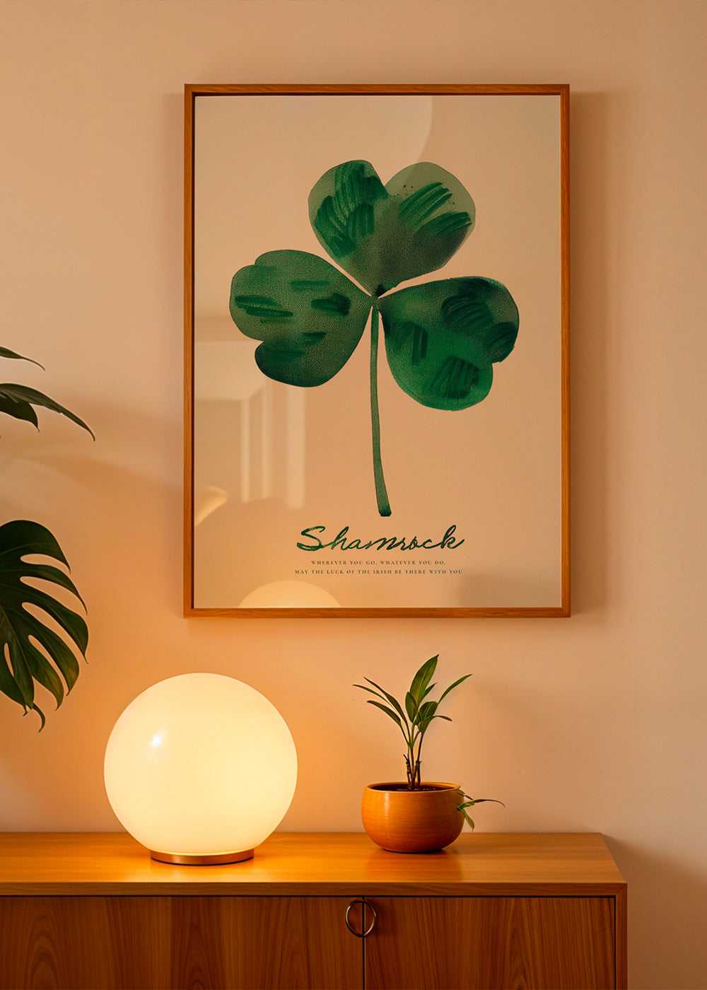 Botanischer Druck Shamrock Kleeblatt Aquarell