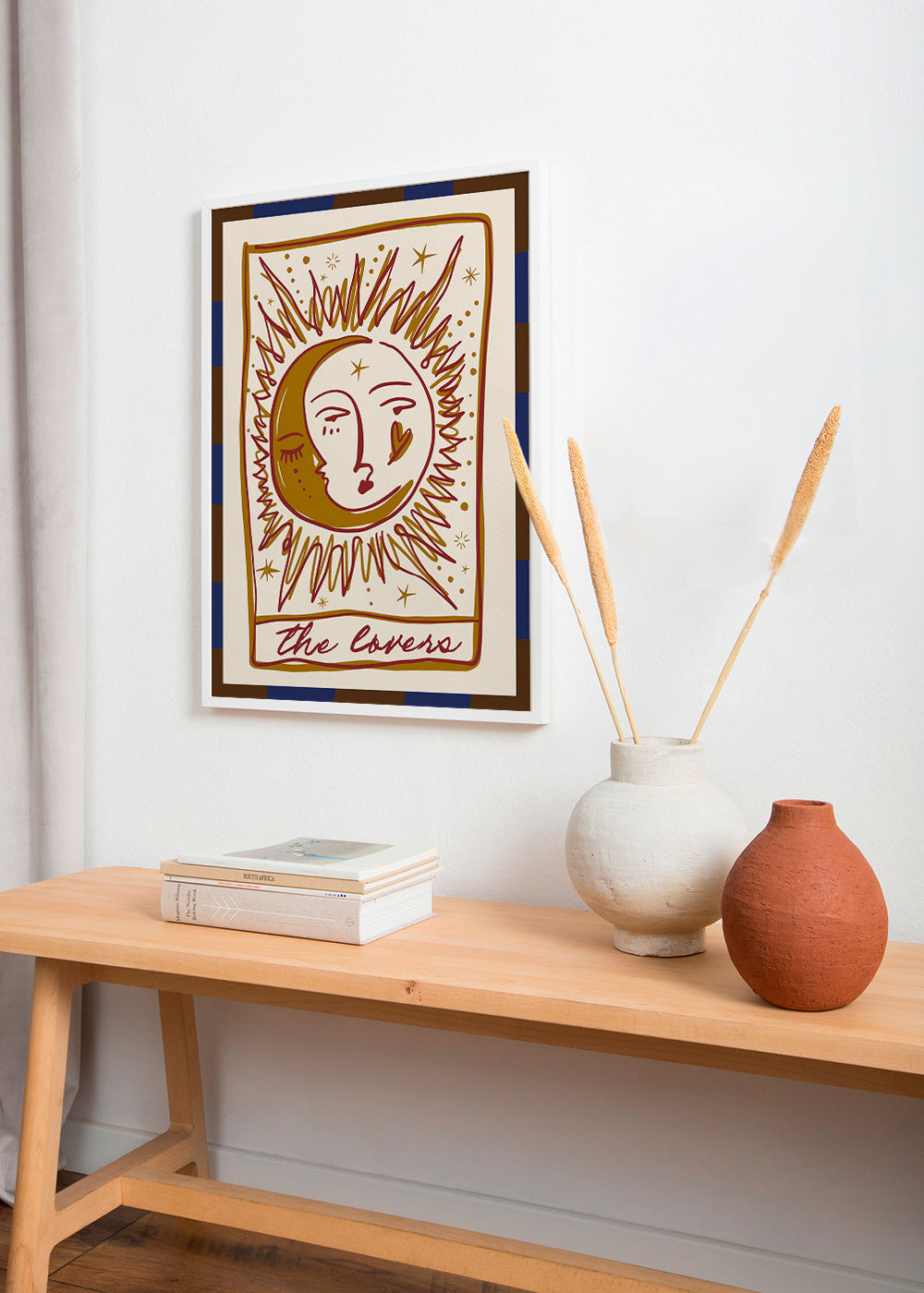 Tarot-Illustration 'The Lovers' Sonne und Mond