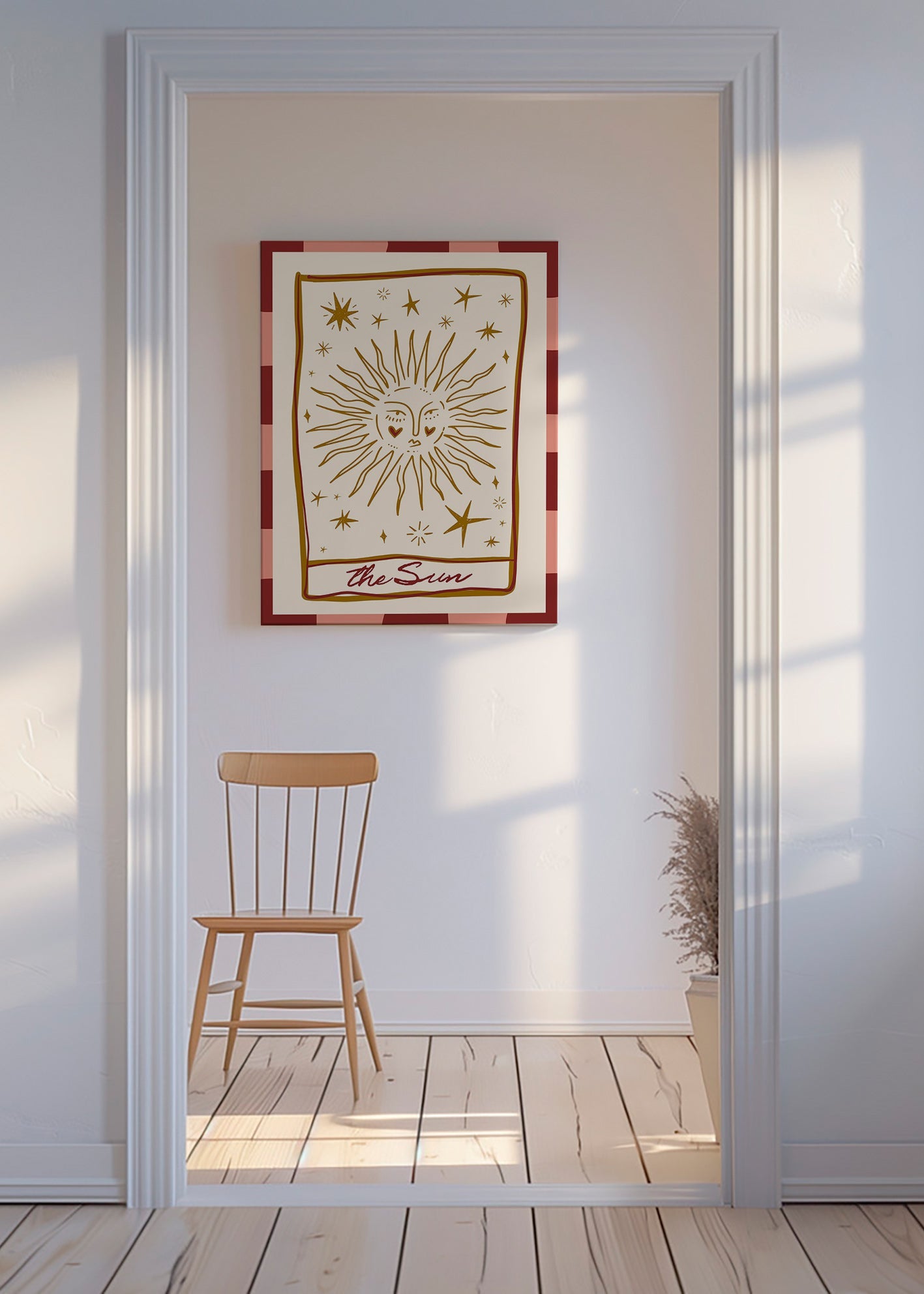 Sonnenillustration im Vintage-Kartenstil