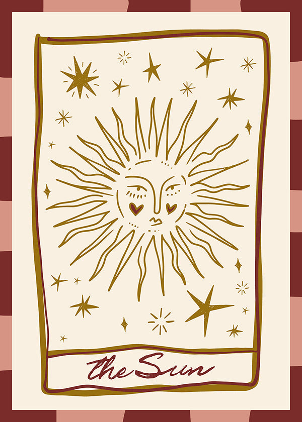 Sonnenillustration im Vintage-Kartenstil