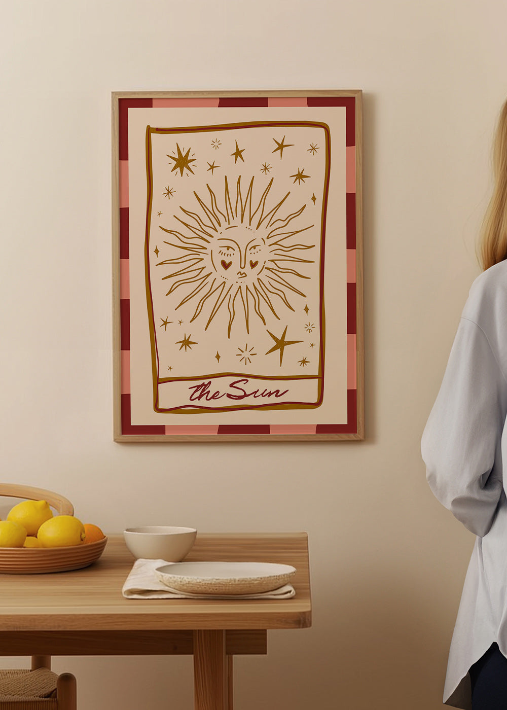 Sonnenillustration im Vintage-Kartenstil