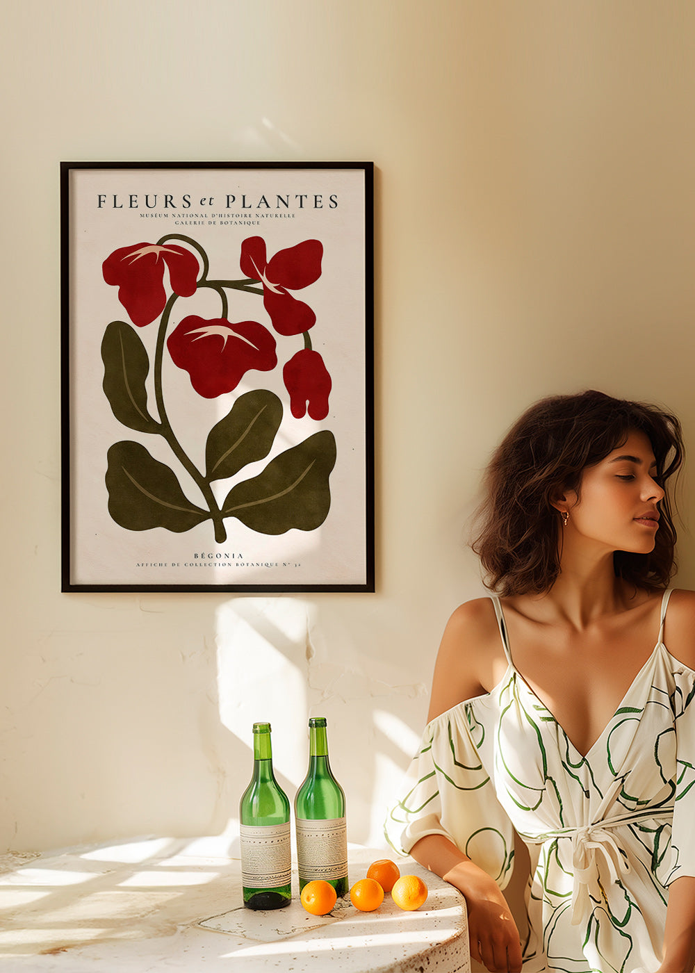 Botanischer Druck: Rote Begonie Grafik