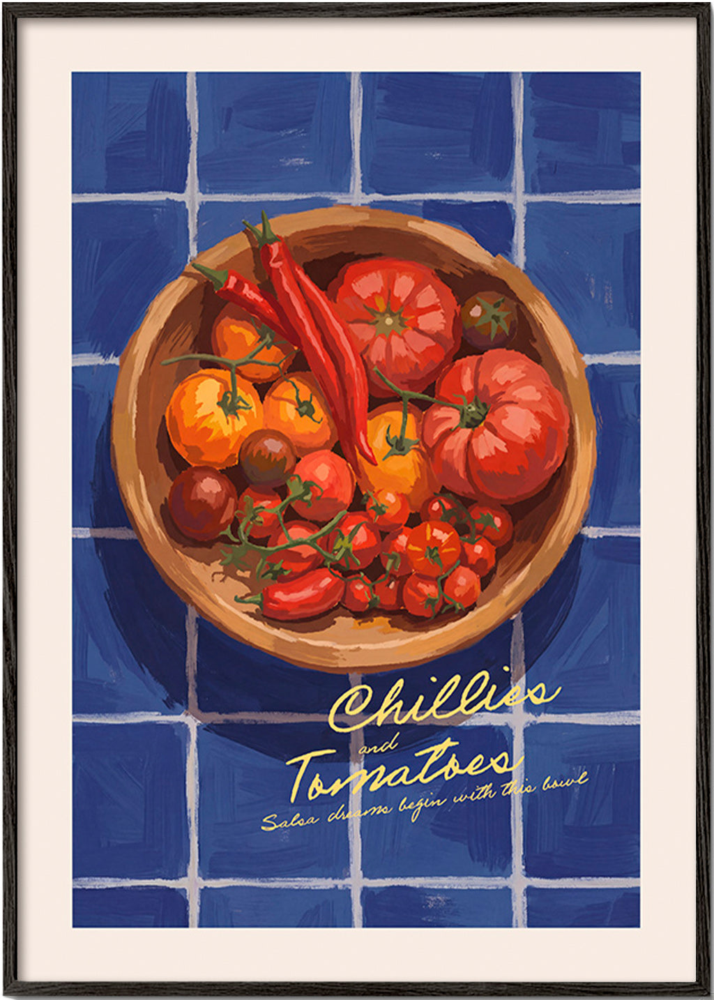 Küchenkunst mit Chili- und Tomaten-Illustration