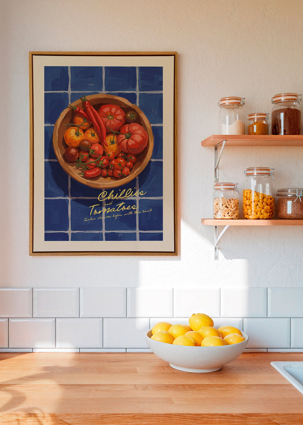 Küchenkunst mit Chili- und Tomaten-Illustration