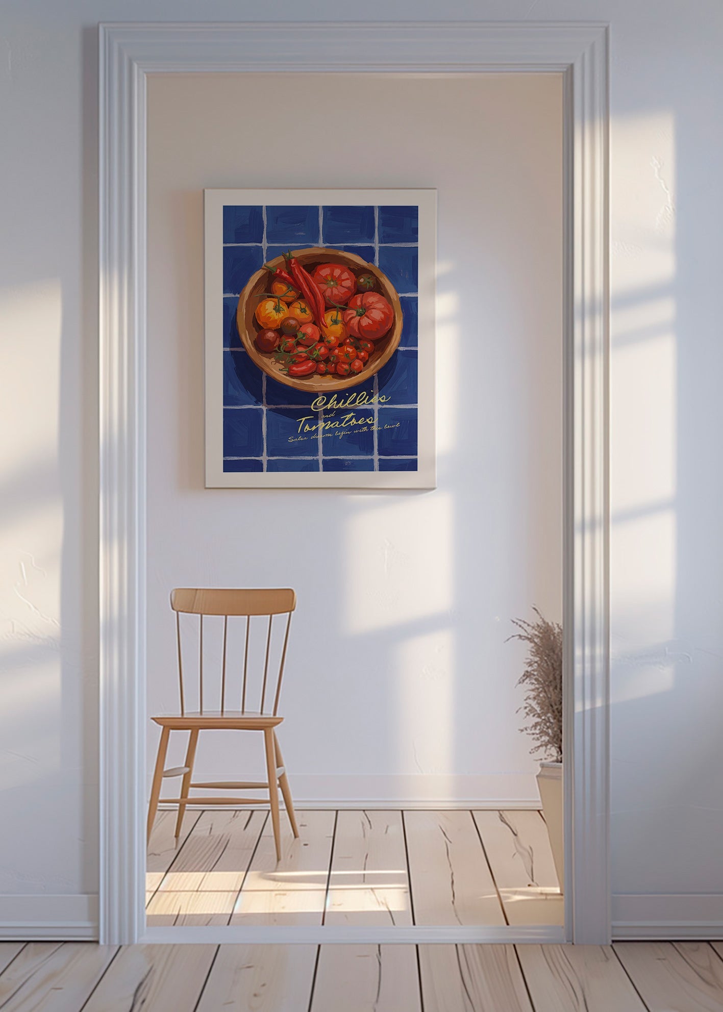Küchenkunst mit Chili- und Tomaten-Illustration