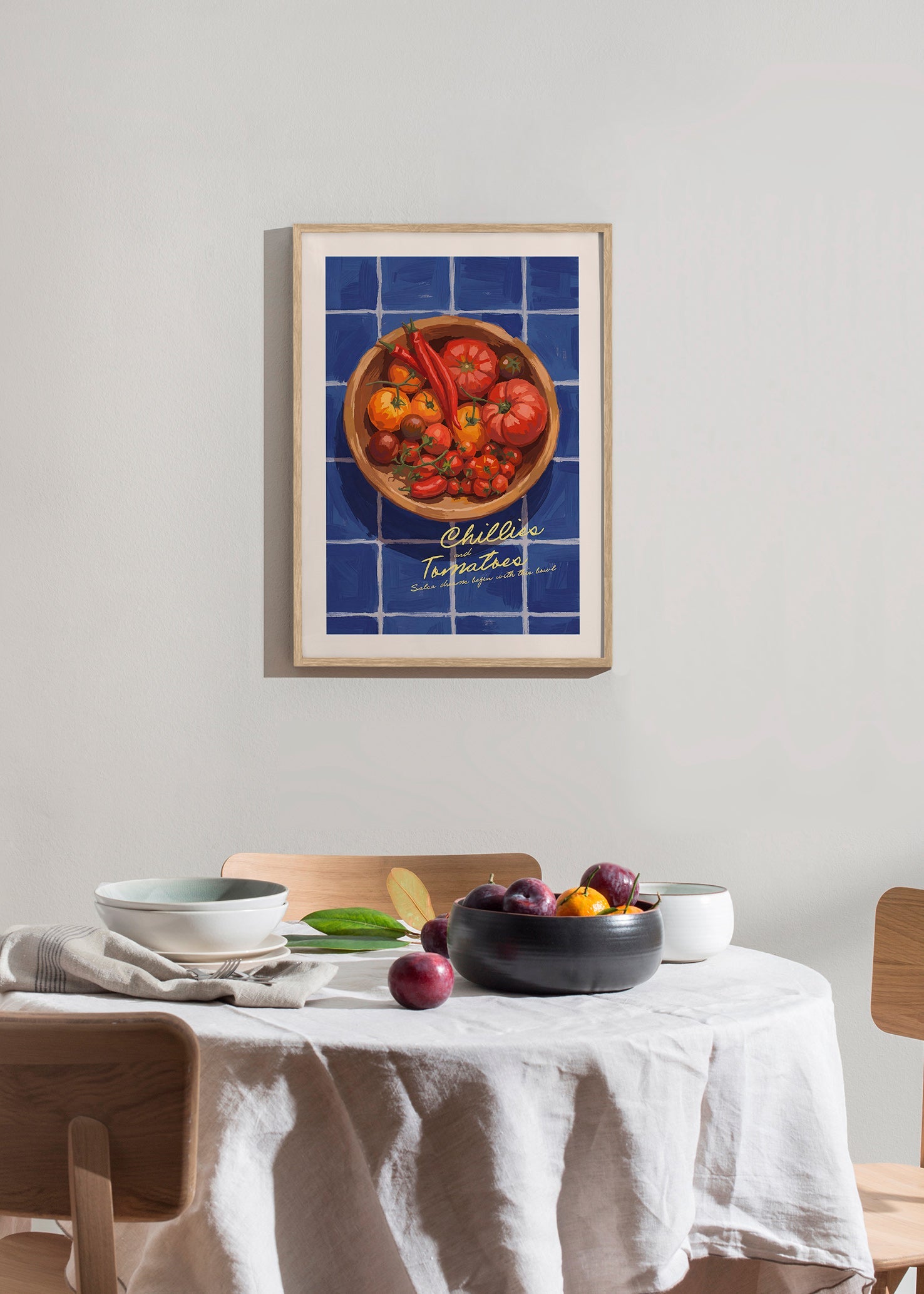 Küchenkunst mit Chili- und Tomaten-Illustration