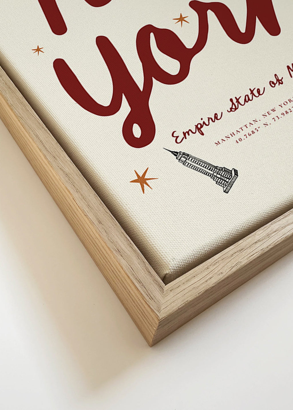 Reiseposter New York mit bordeauxfarbener Schrift