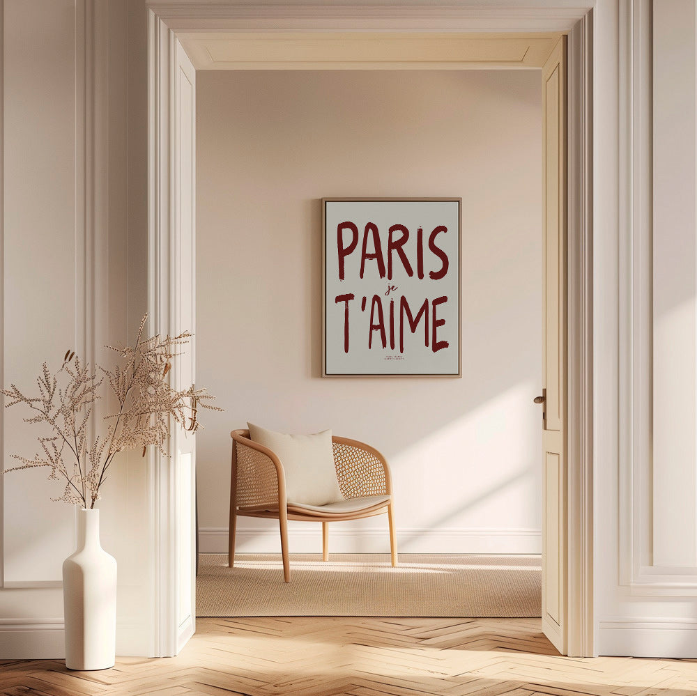 Reiseplakat Typografie Paris je t'aime